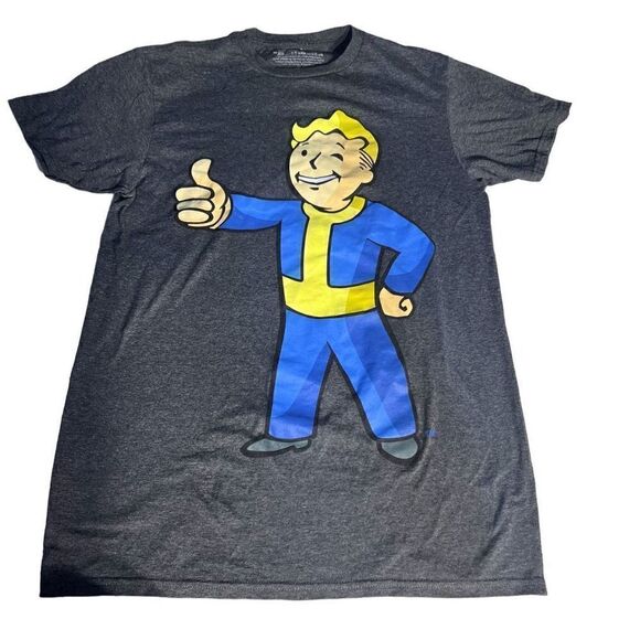Bethesda Men's Gray Fallout Vault Boy Print Casual T-shirt Size Medium - Picture 1 of 6